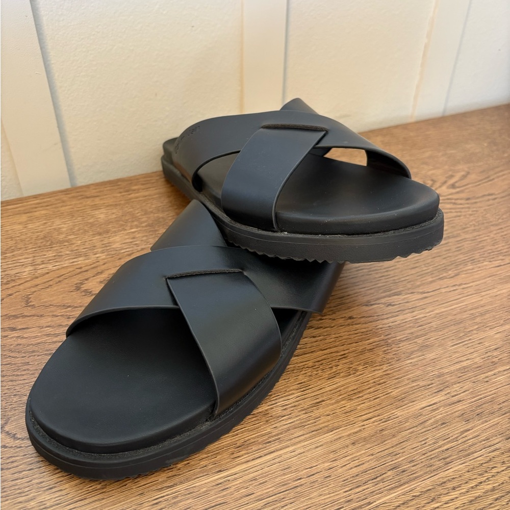 Calvin Klein Black Cross-Strap Sandals